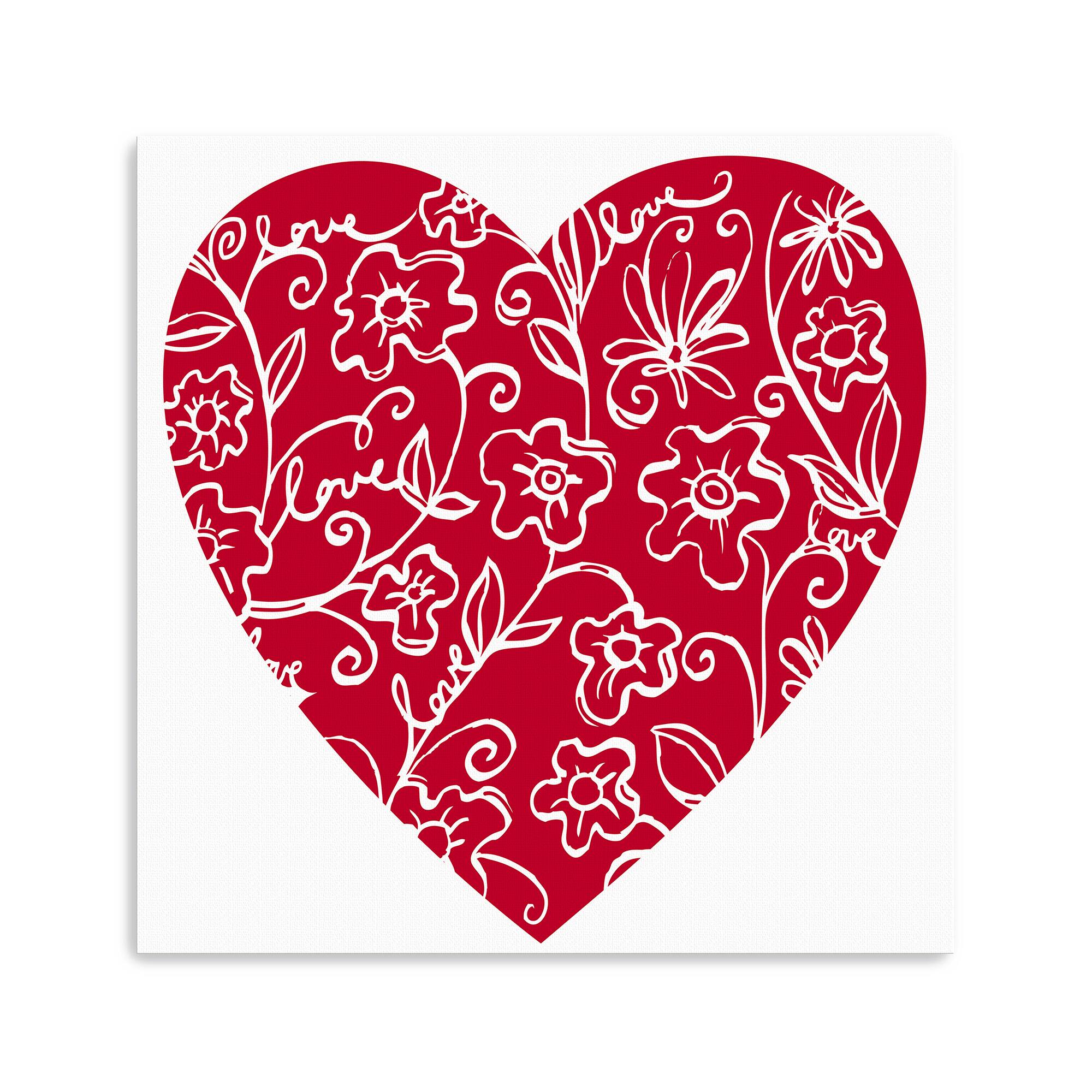 Japanese Flower Heart Canvas Giclée Art